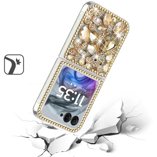Coque intégrale strass pour Motorola Razr 2024/+2025 cristal brillant transparent 3D - Photo 7 sur 33