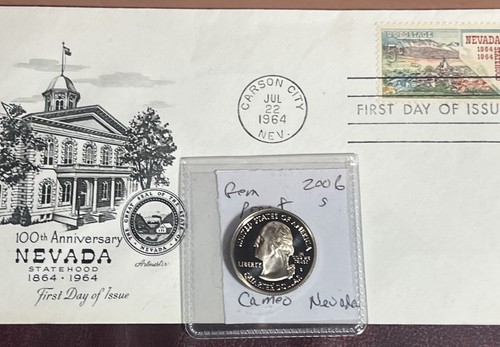 Nevada Coin & Cover Set. 2006S Proof State Qtr & 1964 Centennial FDC FD117 - Picture 5 of 6