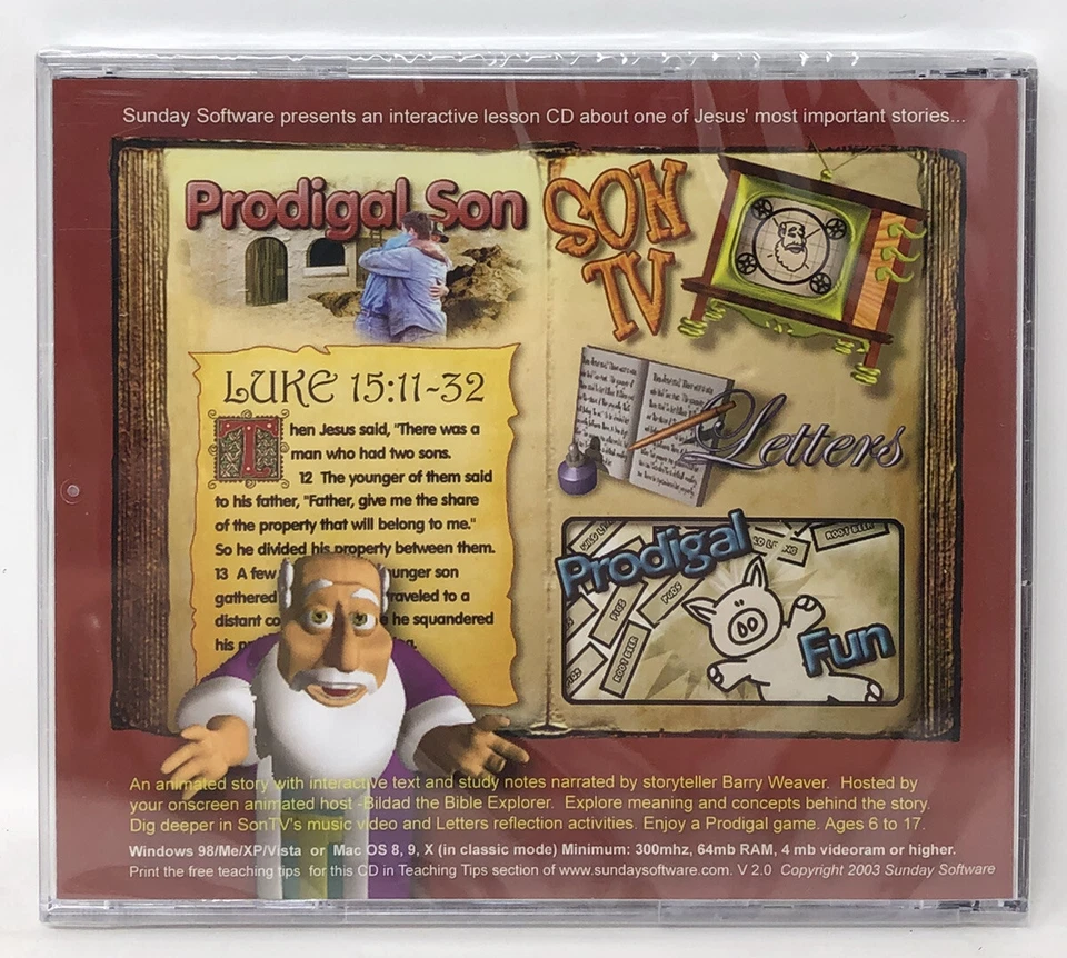 Prodigal Son — VTG NOS Sealed Kids PC Mac Computer Game Interactive Bible Story - Image 2 of 2