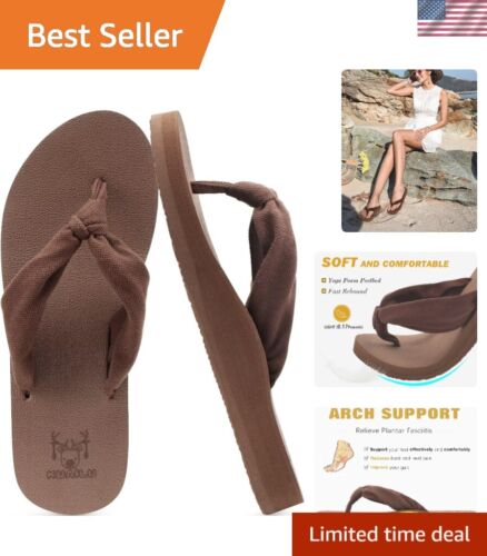 Lightweight Arch Support Yoga Mat Flip Flops for Women - Slip On Beach Sandals