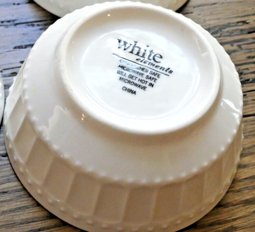 White Elements by Gibson Paloma Pattern Four Inch Dessert Pudding Bowls Set of 4 - Picture 5 of 12