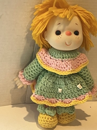 Ice Cream Strawberry Shortcake yarn crocheted pastel plush toy doll Sherbert VTG - Picture 3 of 5