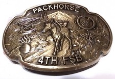 RARE VINTAGE NEW - PACKHORSE 4TH FSB SOLID BRASS BELT BUCKLE - AWARD ESIGN MEDAL