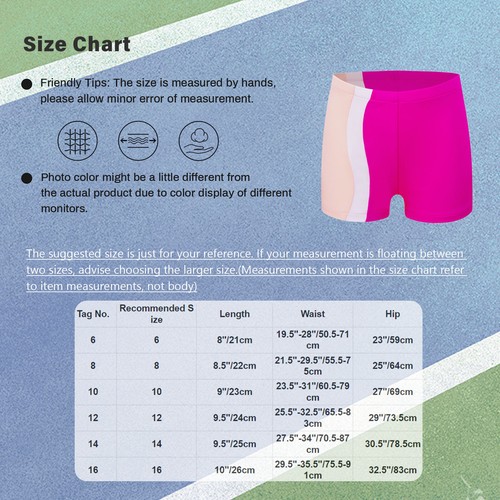 Girls Shorts Gymnastics Short Pants Contrast Color Bottoms Mid Waist Activewear - Picture 31 of 49