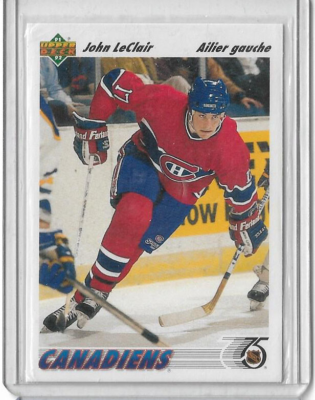 John Leclair 1991-92 Upper Deck French Version Rc Rookie #345