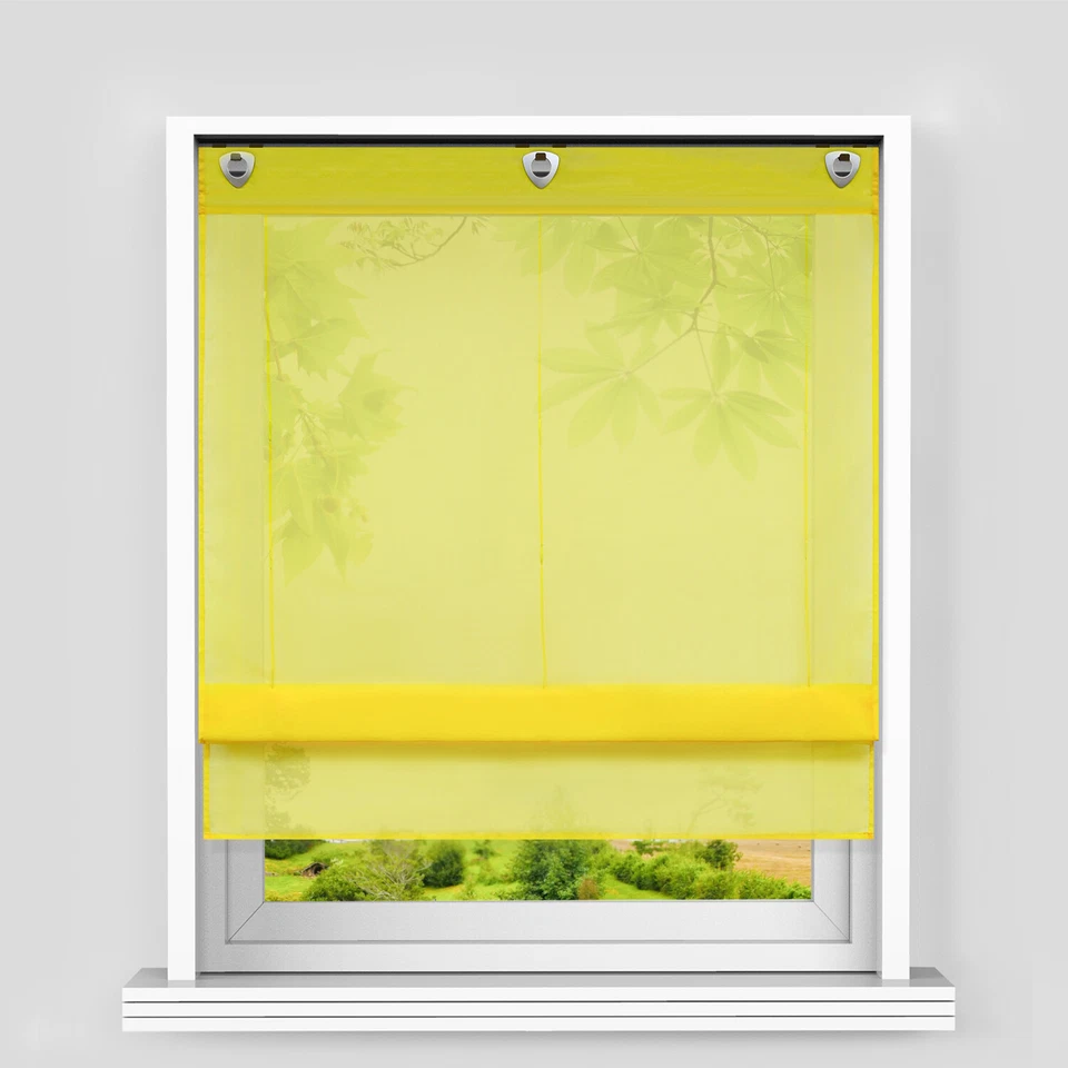 Raffrollo Ösenraffgardine Voile Transparente Vorhang Haken Gardine Küche Modern - Bild 4 von 4