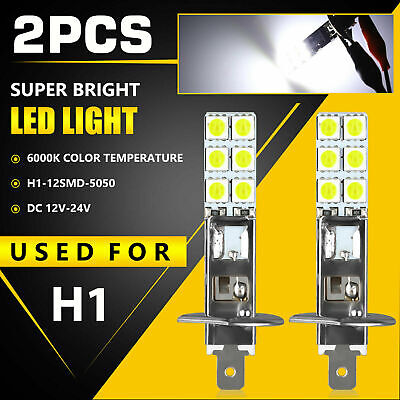 2 Pcs H1 6000K Super White 55W LED Headlight Bulbs Kit Fog Driving Light 12V