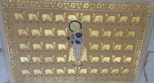 24kt Real Gold Painting of Lord Shrinathji Hand Painted Indian Art Work - Picture 7 of 9