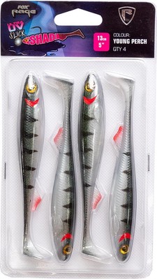 Fox Rage Slick Shad 4er Pack 13cm 5'' UV young perch