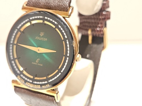 VINTAGE LUXURY GOLD PLATED GREEN DIAL SWISS MEN'S LADIES QUARTZ WATCH "JOWISSA" - Picture 4 of 18