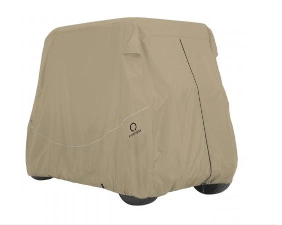 Cubierta de ajuste rápido para carro de golf se adapta a la mayoría de los autos para dos personas con techo de hasta 60"" L - caqui Foto 2 de 4