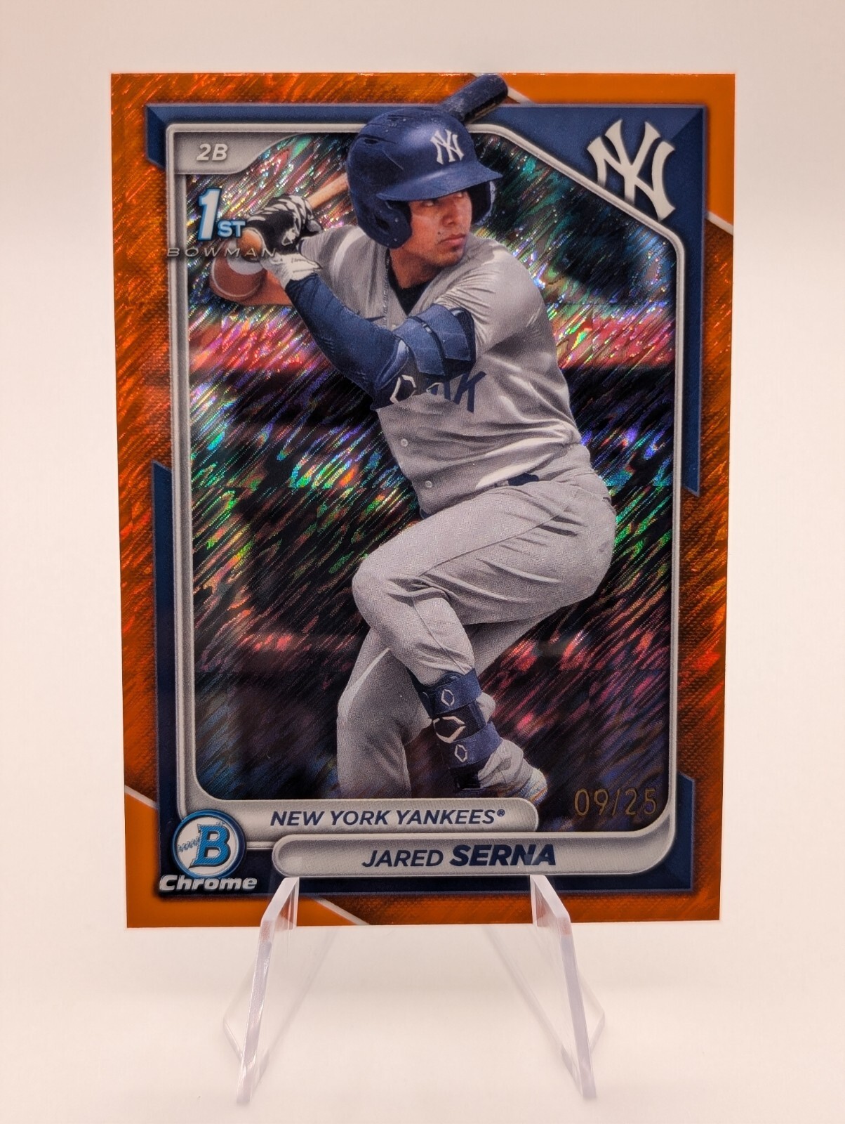 2024 Bowman Chrome 1st Prospect Jared Serna Orange Shimmer /25 New York Yankees