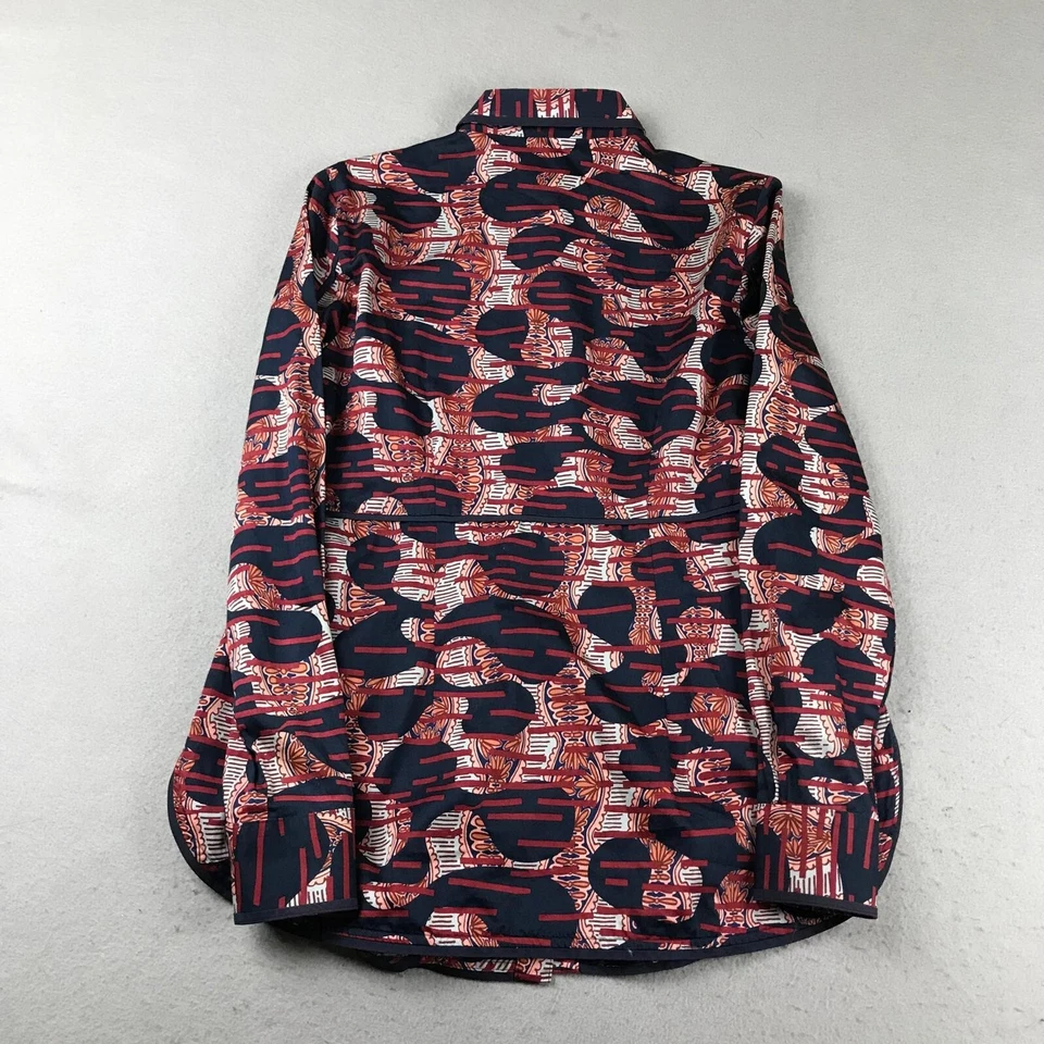 Camisa Brooks Brothers feminina 4 azul algodão ajustado top botão para cima mangas aba rolante - Imagem 3 de 4