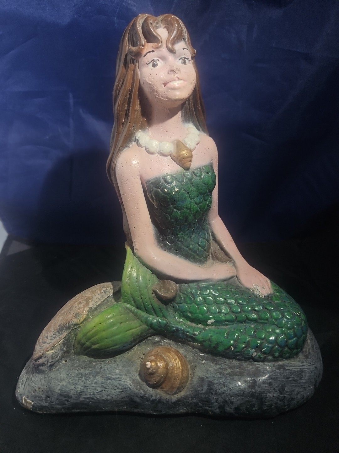 Vintage Concrete Mermaid Garden Statue Outdoor Lawn Ornament Sculpture