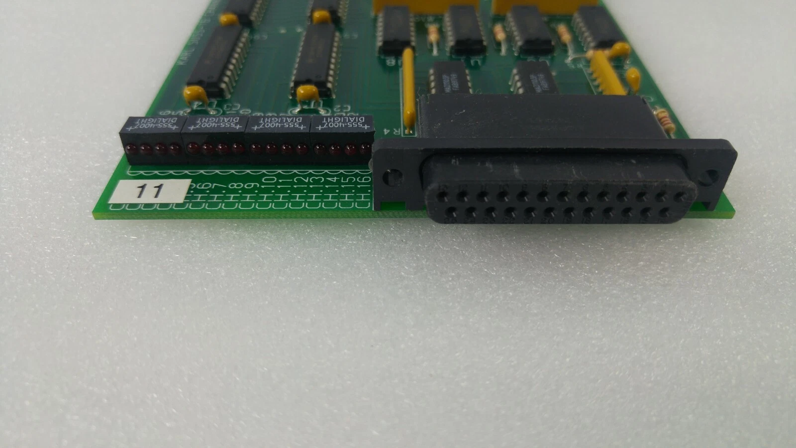 Front edge: 25-pin D-sub and Dialight LED arrays labeled CH1-CH16