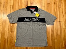 NWT Rare Vintage TOMMY HILFIGER Athletics Spell Out Polo Shirt 90s Men  s Sz L