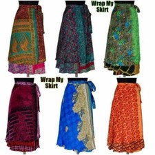 Wholesale Lot 10 Pc Indian Vintage Silk Sari Magic Wrap Around Frill Skirt