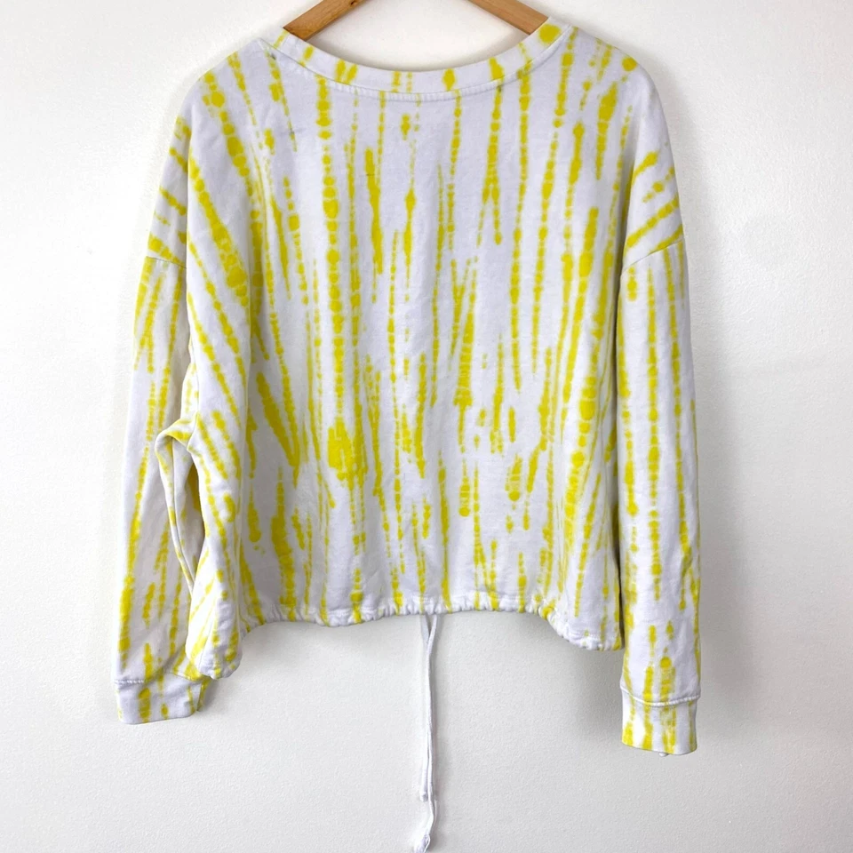AC/DC Sweatshirt Women's Size 3X Yellow Cropped Tie Dye Drawstring Hem Band - Imagem 2 de 4