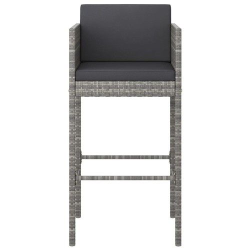 Bar Stools 4 pcs with Cushions Grey Poly Rattan S2V2 - Picture 4 of 7