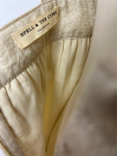 Spell & The Gypsy Biscuit Lola Frill Maxi Metallic Deep V Open Back Dress Large - Picture 8 of 8