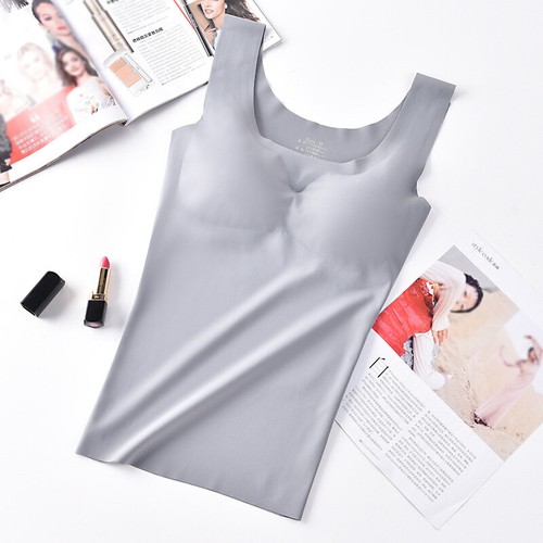 Ladies Seamless Padded Vest Ice Silk Crop Tank Top Comfortable Camisole M-XL - Picture 13 of 18