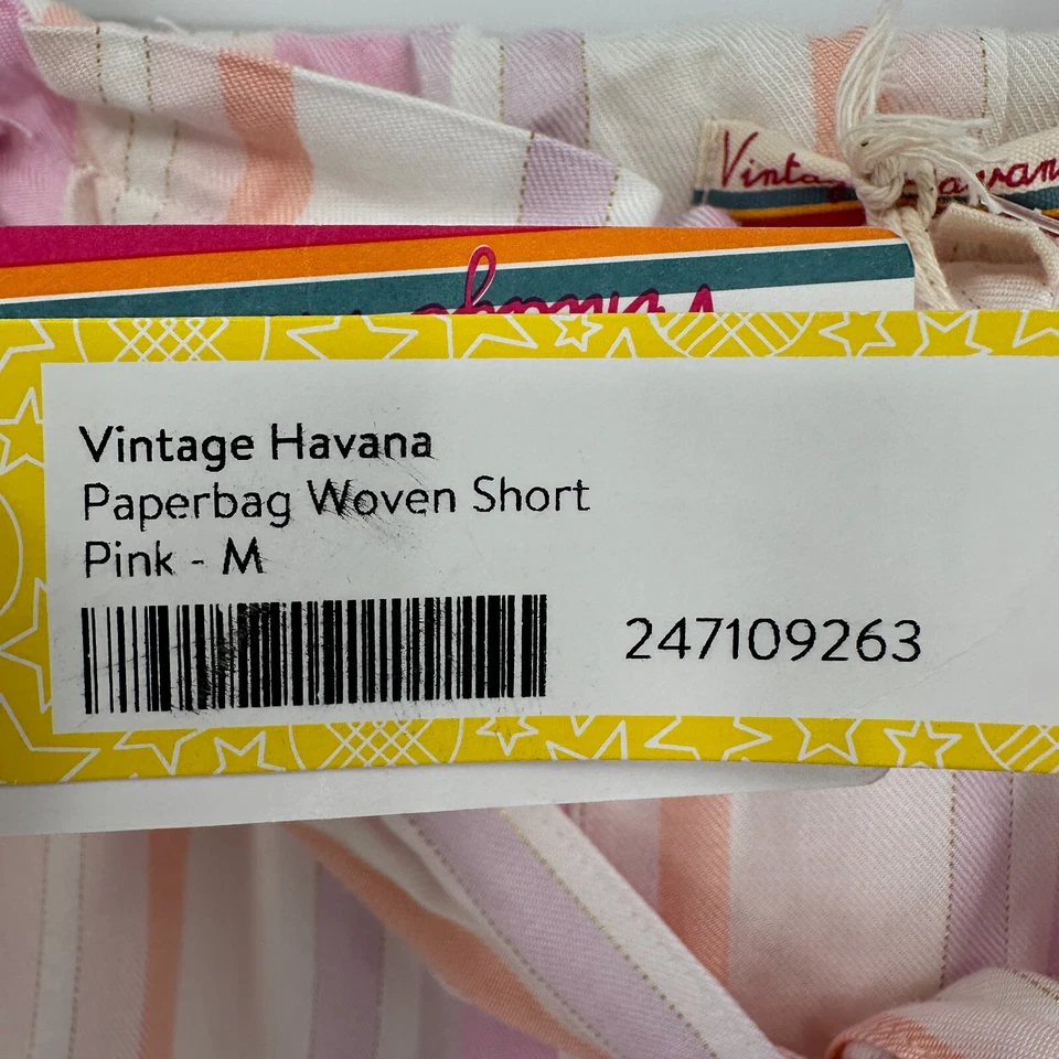 Pantalones Cortos Tejidos Bolsa de Papel Habana Vintage en Rayas Rosa Talla M/8 Nuevo con Etiquetas Stitch Fix Foto 4 de 4