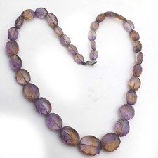 Ametrine Necklace Gemstone Oval Faceted Necklace Genuine Bead Necklace 20 Inchs