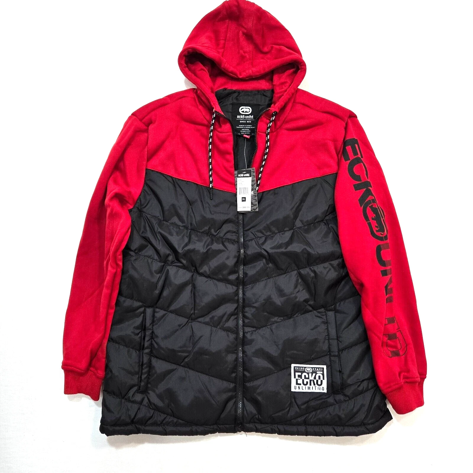 Ecko Unltd Men's Red & Black Puffer Hoodie Jacket Zip Up Long Sleeve EO32O413
Opens in a new window