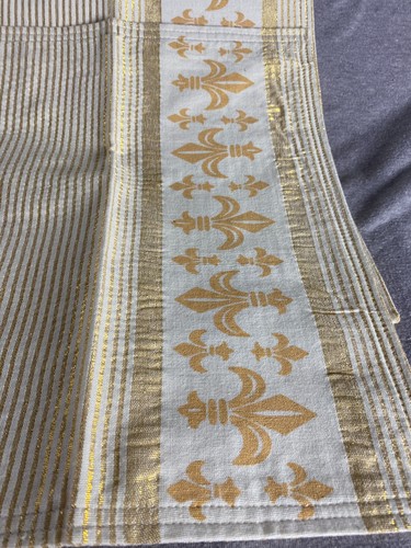 Set of 4 Fleur de Lis Gold Striped Backed Placemats 13 x 18" NEW - Picture 9 of 16