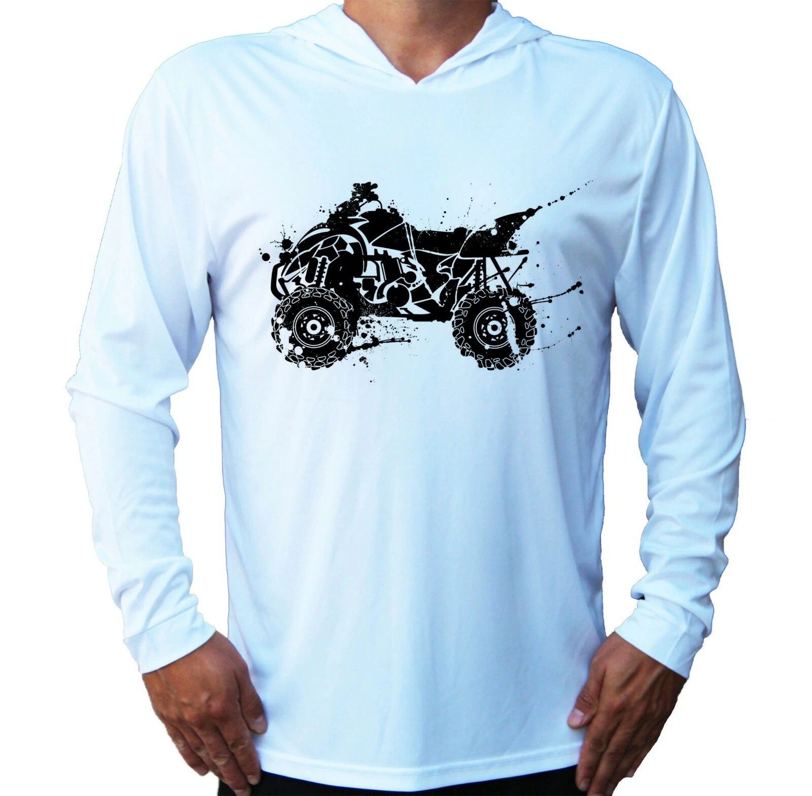 ATV Quad Dirt Bike Biking Sun UV Protected UPF 50 Long Sleeve Sport Hood
