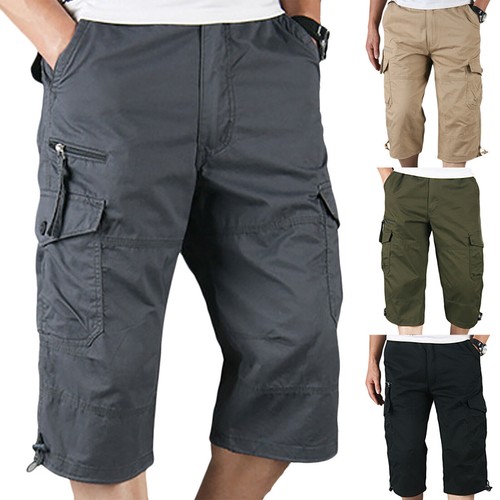 Men 3/4 Length Shorts Cargo Combat Three Quarter Elasticated Waist Shorts Sport| - Picture 2 of 23