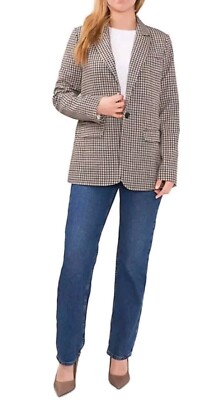 Vince Camuto Ladies Fully Lined Padded Shoulder Split Blazer Size XL Plaid 