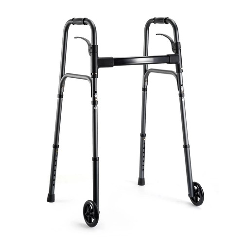 Naipo Seniors Compact Folding Walker Deluxe Lightweight Mobility Aid 5'' Wheels
