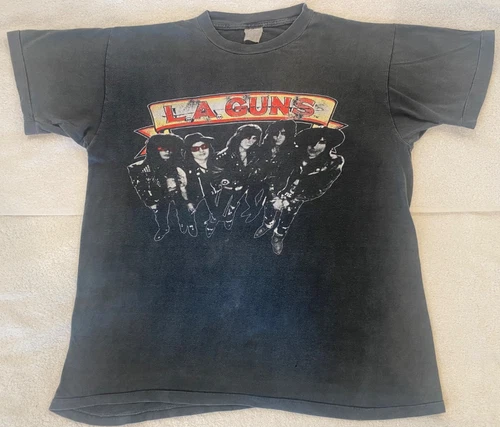 L.A. LA Guns Hollywood Vampires faded Black Con 1980s vintage concert t-shirt, vintage, size XL, single stitch, B+ condition