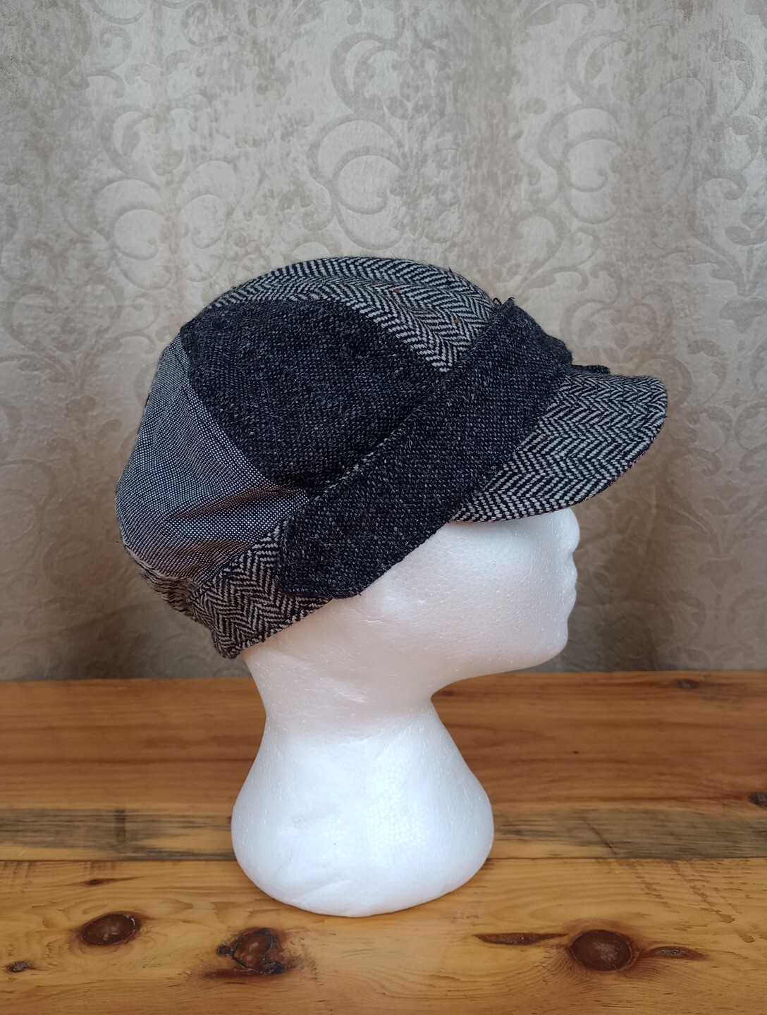 BOLD PATCHWORK WOOL BLEND NEWSBOY/HAT CAP BY GRAC… - image 5