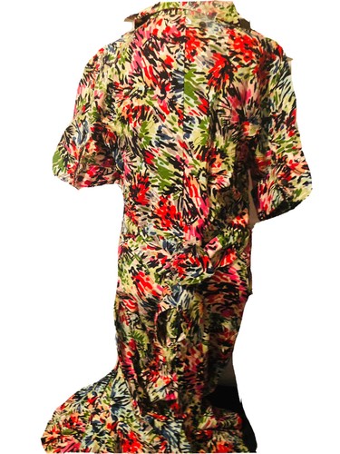 JG Hook multicolored Pink Black Red women Linen shirt dress with belt sz 10 - Picture 5 of 6