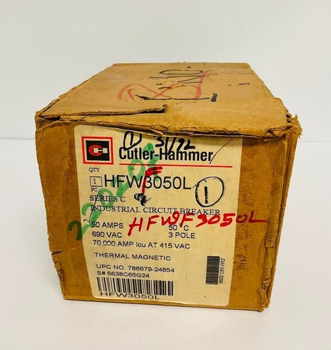 HFWF3050L Cutler Hammer Circuit Breaker 50A 690V 3P New open box Free 2 Day Ship - Picture 2 of 7