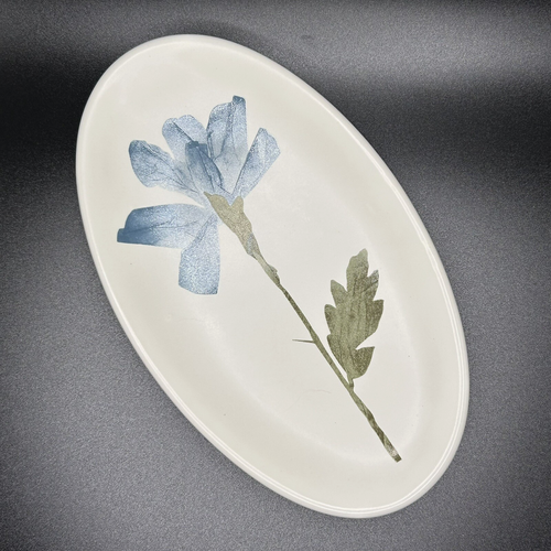 Vintage Croscill Spa Leaf Keramik Seifenschale blaue Blume Top Zustand