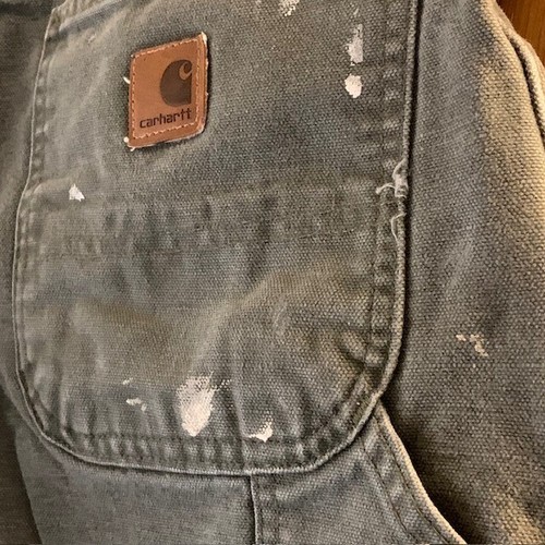 Carhartt Pant Distressed Mens 36x32 Canvas Distressed Paint Chore Rustic Retro - Picture 2 of 22