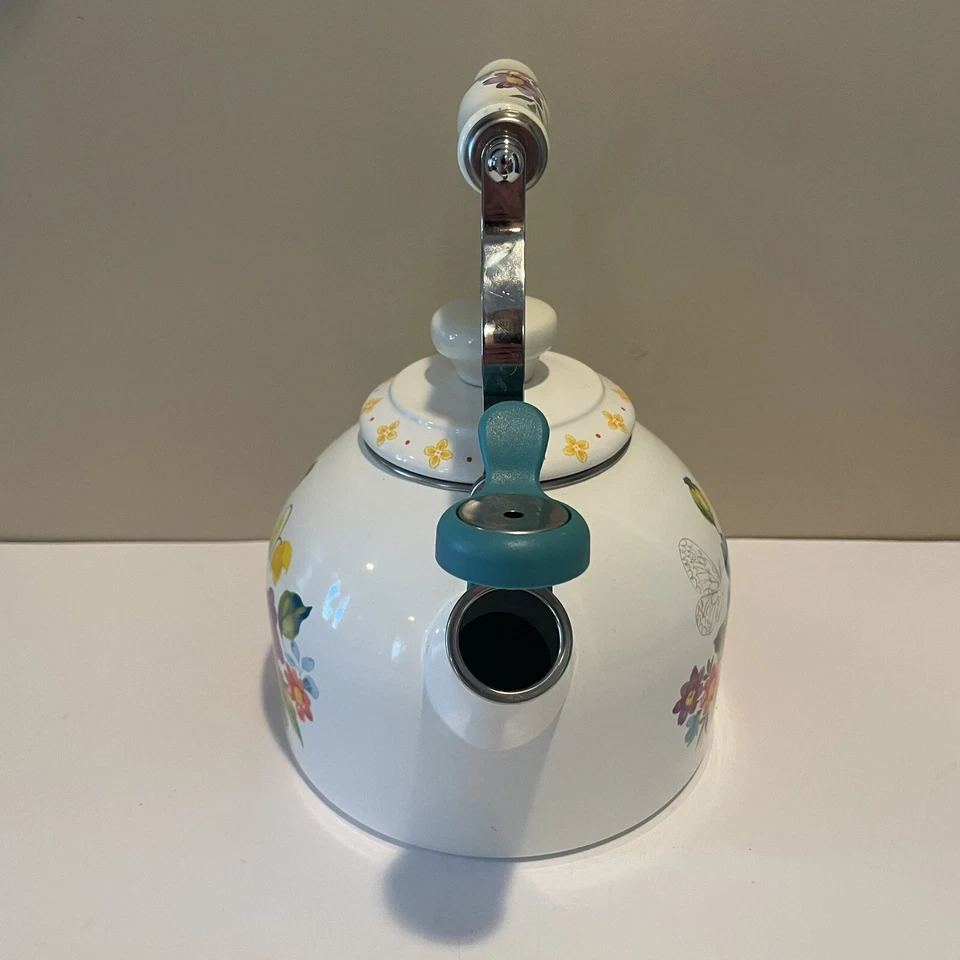 The Pioneer Woman Blooming Bouquet свистящий чайник стальной чайник белый б/у в отличном состоянии - Изображение 4 из 4