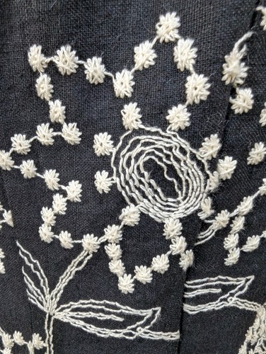 Vintage Carol Little Embroidered Black & White Dress Lined 6 - Picture 9 of 15