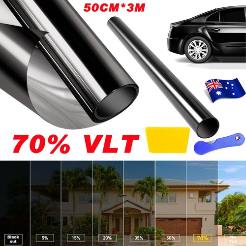 BLACK Tint Car Window Film 50CM 3M X Roll 70% VLT Car Home House Anti UV Protect - Picture 7 of 9