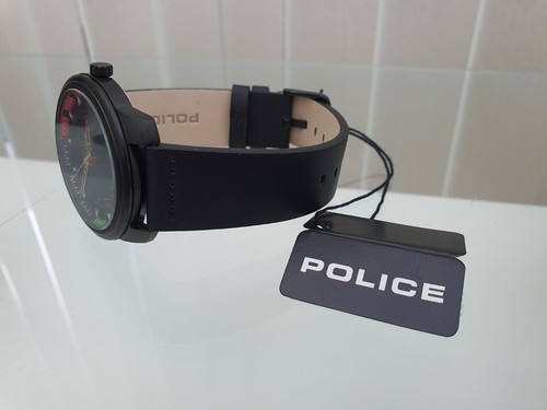 Nuevo reloj policía para hombre números arábigos esfera correa de cuero negro regalo para él - Imagen 20 de 24