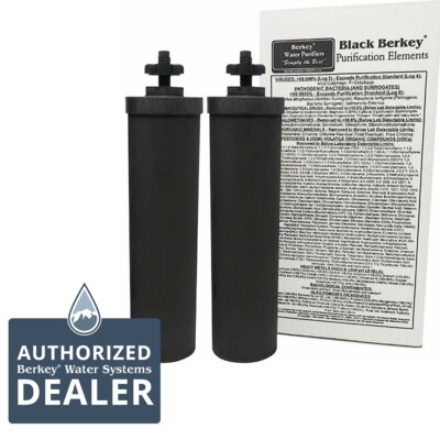 2 Black Berkey BB9-2 Replacement Water Filters Big Travel Royal Imperial Crown 
