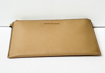 MICHAEL KORS JET SET TRAVEL LARGE CLUTCH LEATHER WRISTLET CAMEL | eBay