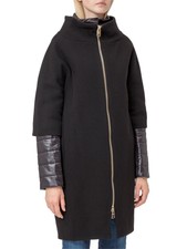 Women's Herno Black Wool Layered Padded W/ Removable Dickey Detail Coat Size 38
