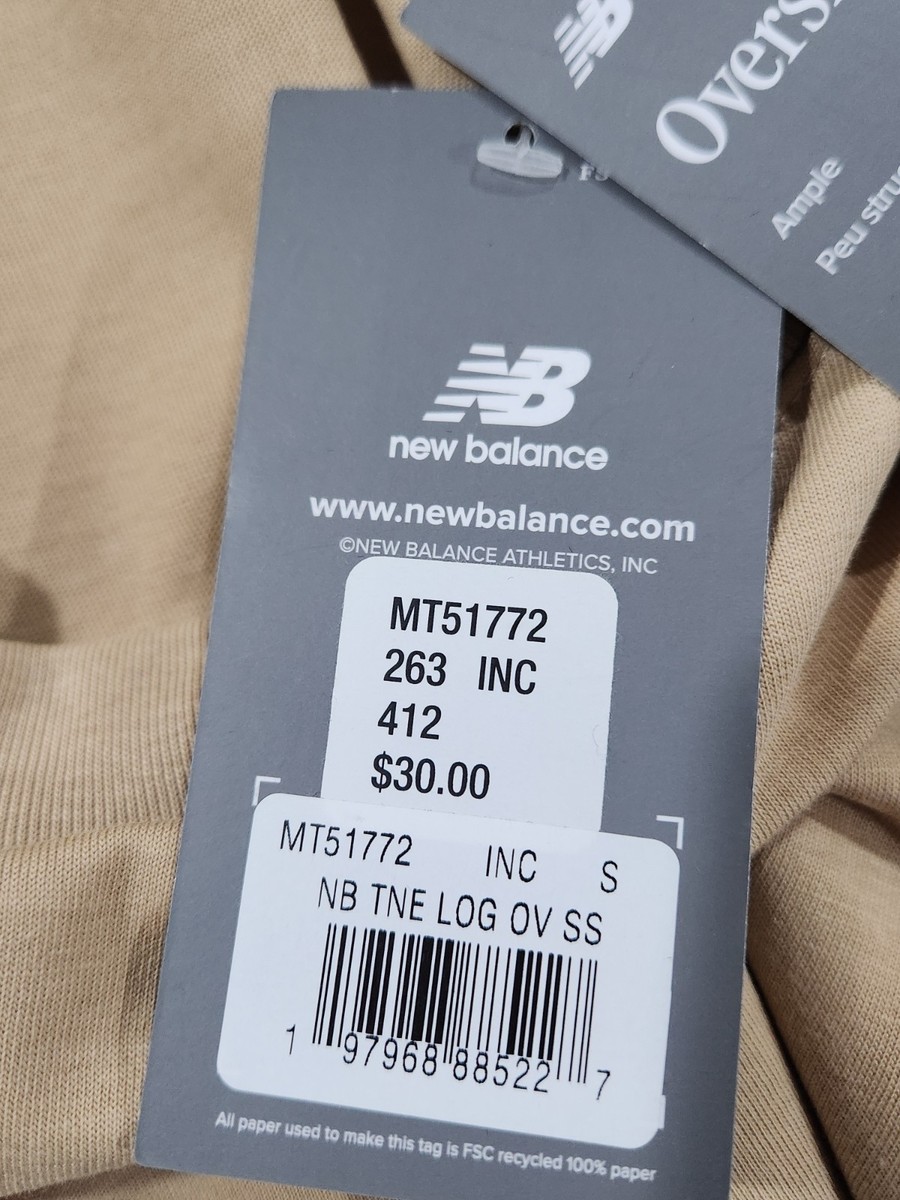 Men's New Balance Tan Tshirt Size Small Oversized Fit New With