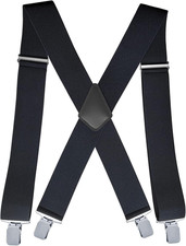 Suspenders for Men Heavy Duty, 2 Inch Wide Adjustable Elastic X Back Suspender