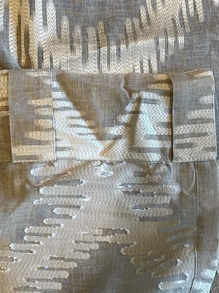 Decorative Beige & White Sheer Curtain Panel With Abstract Diamond Pattern 84" L - Image 4 of 4