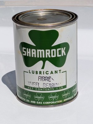 1940s MINT SHAMROCK LUBRICANT Grease Oil 1 lb Can Metal Garage Gas Station $135